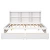 Full Bed w/Side Bookcase, Drawers, White