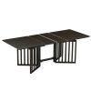 TOPMAX Farmhouse 9-Piece 83.9" Extendable Table,2 12" Removable Leaves, 8 Chairs, Espresso