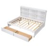 Full Bed w/Side Bookcase, Drawers, White