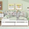 Full Bed w/Side Bookcase, Drawers, White