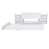 Queen Size Storage Platform Bed w/Pull Out Shelves, Twin XL Size Trundle, White