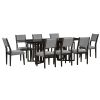 TOPMAX Farmhouse 9-Piece 83.9" Extendable Table,2 12" Removable Leaves, 8 Chairs, Espresso