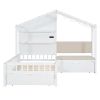 Twin Size House Bed w/Sofa, Charging Station, Shelves, 2 Drawers, White