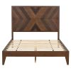 Mid-Century Modern Full Platform Bed Wood Slat Support, Walnut