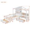 Twin Size House Bed w/Sofa, Charging Station, Shelves, 2 Drawers, White