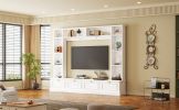 ON-TREND Large Wall Unit Entertainment Center w/Bookshelves TVs Up to 78'', w/Cabinets