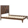 Mid-Century Modern Full Platform Bed Wood Slat Support, Walnut