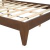 Mid-Century Modern Full Platform Bed Wood Slat Support, Walnut