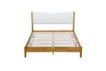 Queen Size, Solid Wooden Bed w/Teddy Velvet Cushion Headboard, Enhanced by Support Feet