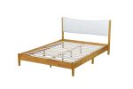 Queen Size, Solid Wooden Bed w/Teddy Velvet Cushion Headboard, Enhanced by Support Feet