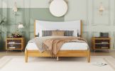 Queen Size, Solid Wooden Bed w/Teddy Velvet Cushion Headboard, Enhanced by Support Feet