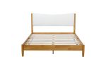 Queen Size, Solid Wooden Bed w/Teddy Velvet Cushion Headboard, Enhanced by Support Feet