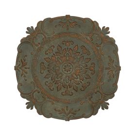 Distressed Green European Medallion Metal Wall Decor