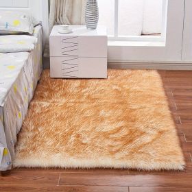 Fluffy Imitation Wool Area Rug, Suede Fleece Bottom Long Imitation Wool Rug, Acrylic 80% Polyester 20% (Color: White Yellow Tip, size: 35.43*59.06inch)
