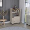 Phoenix Bar Cart with 2 Open Shelves 4 Cubbies and Cabinet
