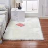 Fluffy Imitation Wool Area Rug, Suede Fleece Bottom Long Imitation Wool Rug, Acrylic 80% Polyester 20%