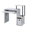 Antique White and Black Computer Desk with Keyboard Tray