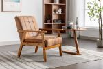 Leisure Chair with Solid Wood Armrest and Feet, Mid-Century Modern Accent chair, for Living Room Bedroom Studio chair
